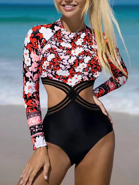 ELIZA - Maillot de bain à manches longues avec imprimé floral