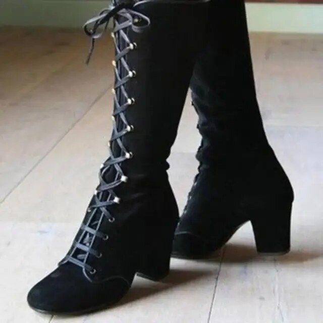 Casual Retro Wildleder Stiefeletten mit Absatz für Damen | Für den Alltag
