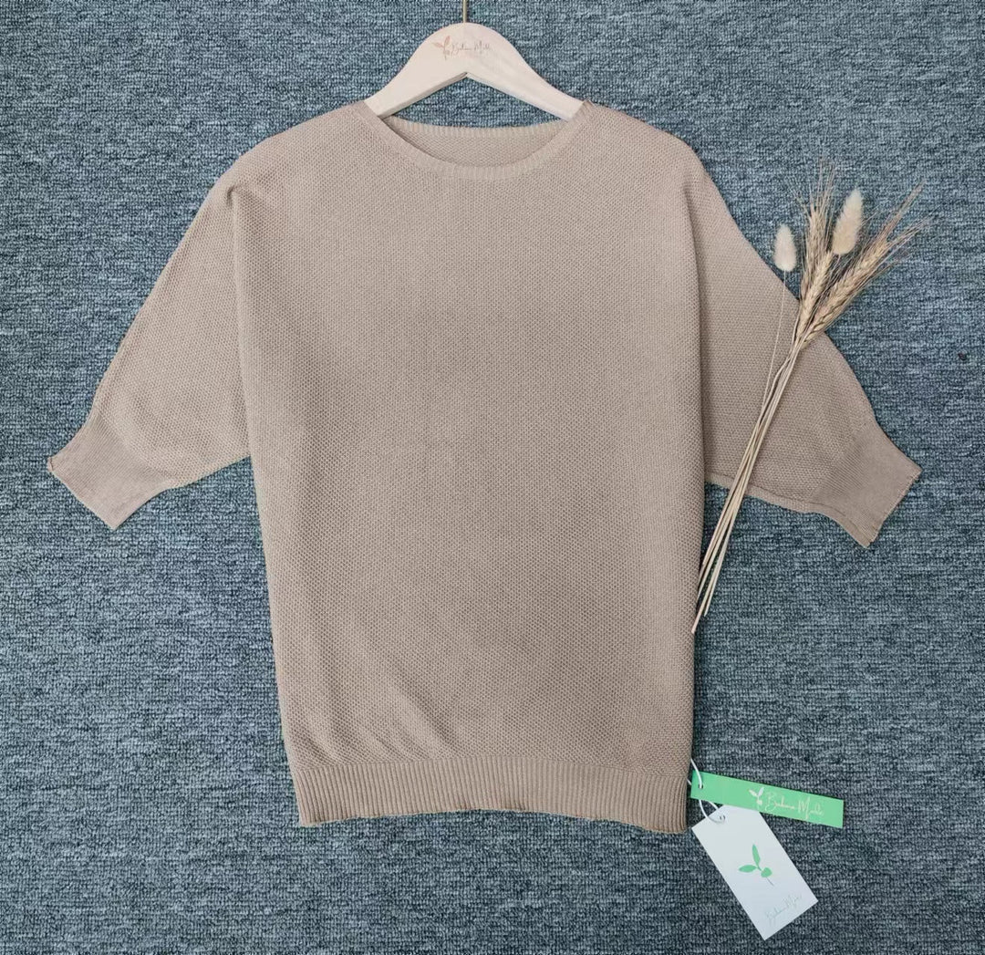 Lucile - Pull uni doré avec col rond