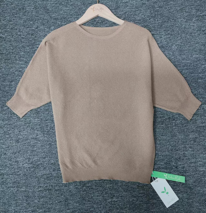 Lucile - Pull uni doré avec col rond