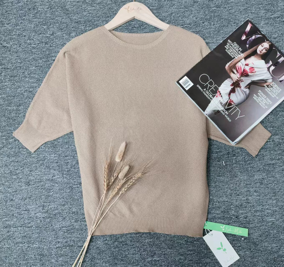 Lucile - Pull uni doré avec col rond