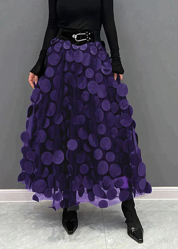 Jupe maxi original avec applications 3D et couches de tulle – jupe statement pour événements de mode, style urbain et occasions spéciales