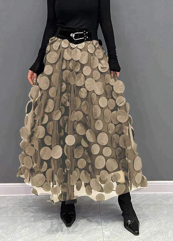 Jupe maxi original avec applications 3D et couches de tulle – jupe statement pour événements de mode, style urbain et occasions spéciales