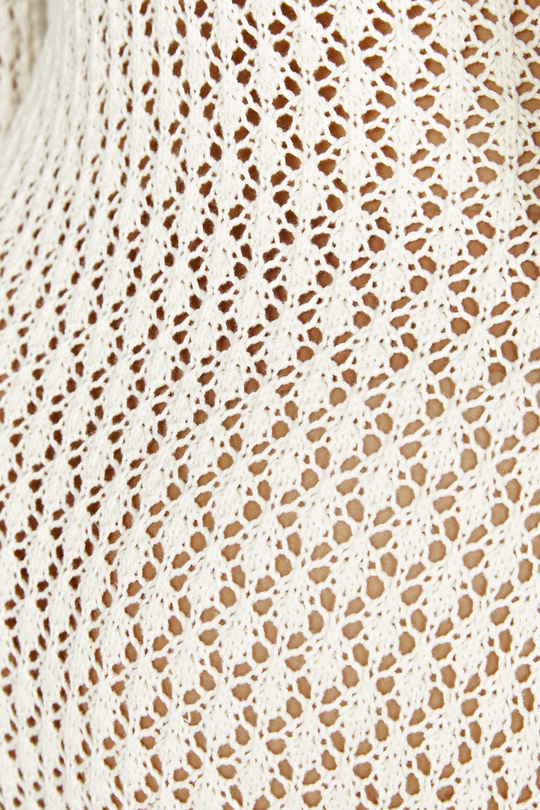 Damen Häkel-Strick Maxikleid – Langarm Strandkleid als Durchsichtiges Cover-Up