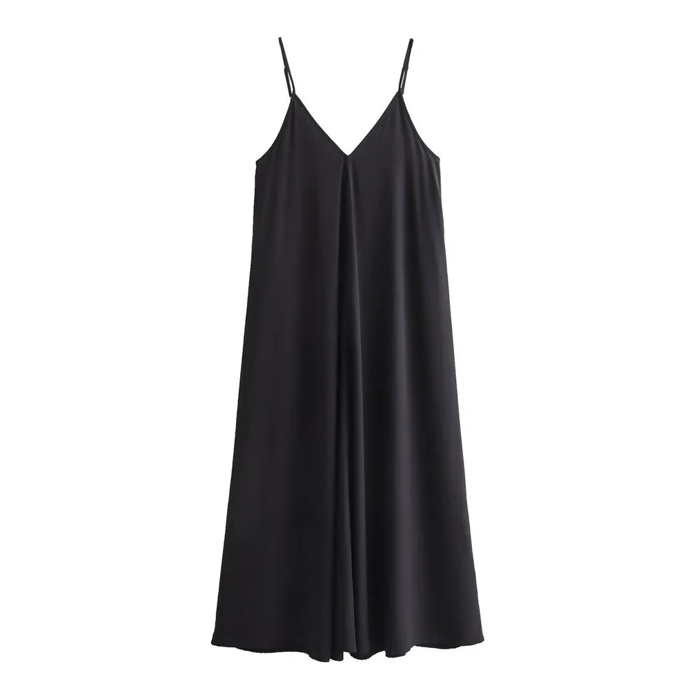 Lena - Robe midi fluide avec décolleté en V pour les vacances