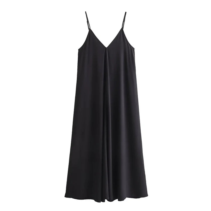 Lena - Robe midi fluide avec décolleté en V pour les vacances