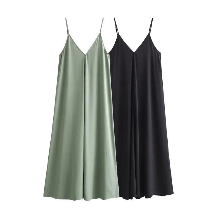 Lena - Robe midi fluide avec décolleté en V pour les vacances