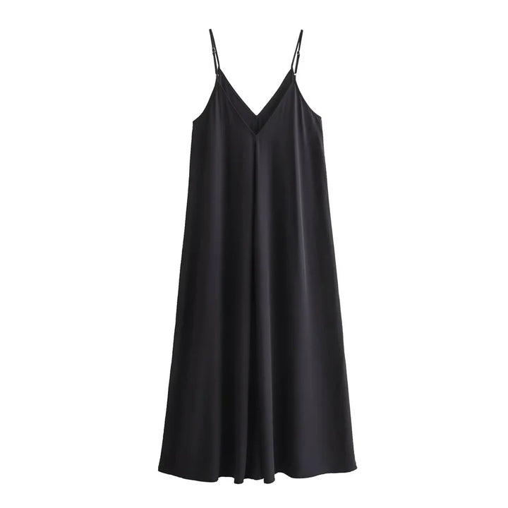 Lena - Robe midi fluide avec décolleté en V pour les vacances