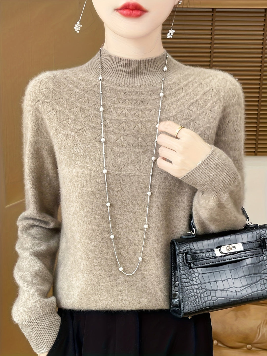 Ausschnitt Wollstrickpullover Pullover Damen | Für den Alltag