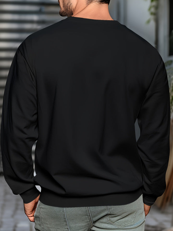 Lässiger Vintage Print Baumwolle Fleece Sweatshirt für Männer | Ideal für Alle Jahreszeiten