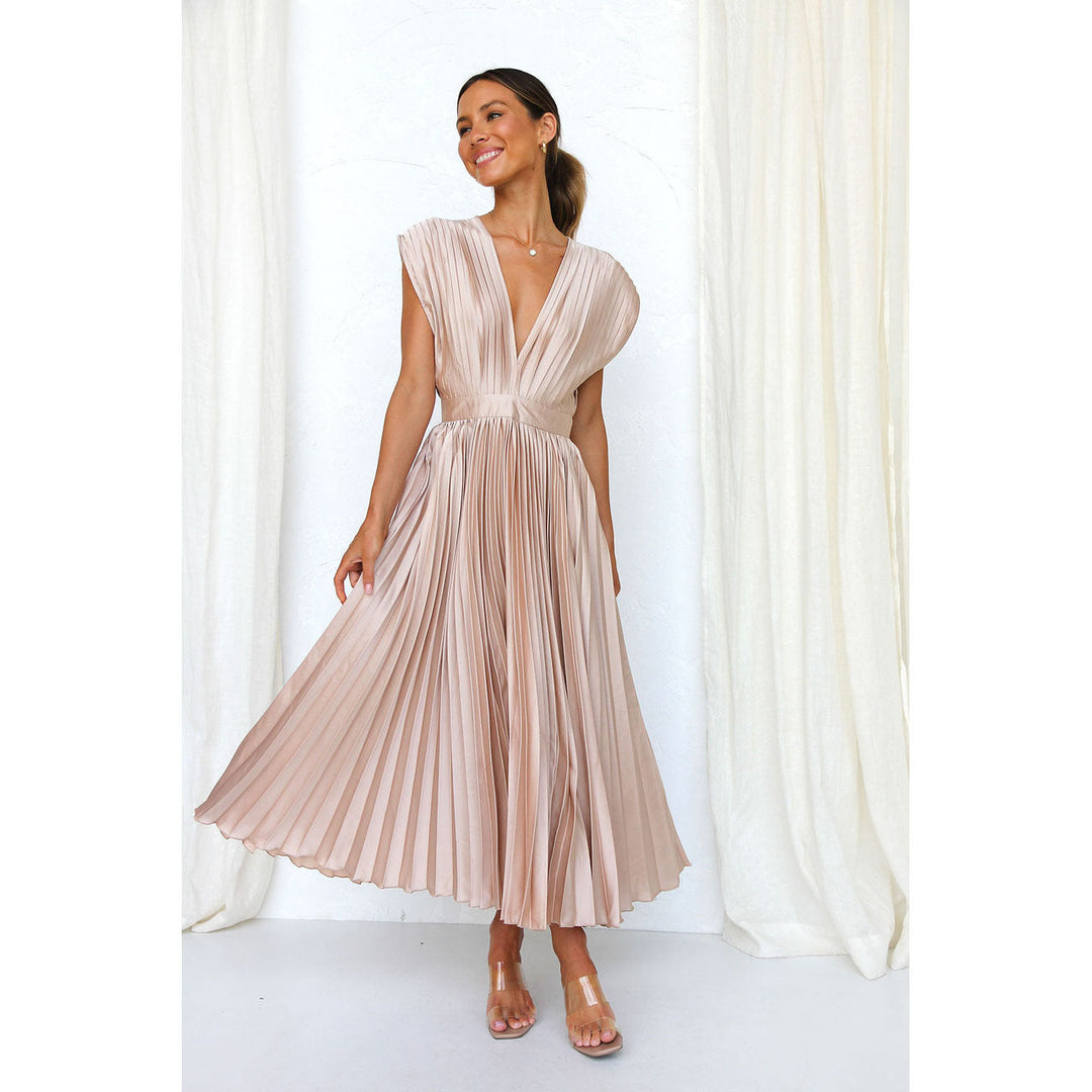 Robe Midi Élégante - Sans Manches - Décolleté V