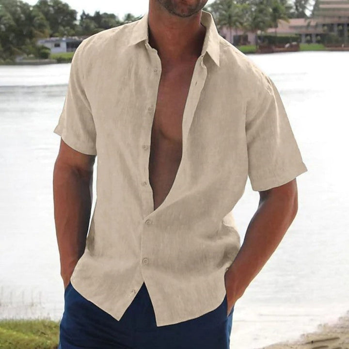 James | Leinenhemd Herren Kurzarm Casual