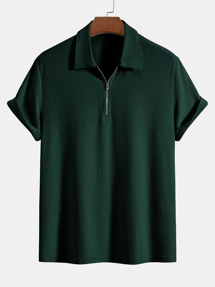 Ensemble d'été homme 2 pièces – T-shirt à manches courtes avec fermeture éclair & short en tissu côtelé