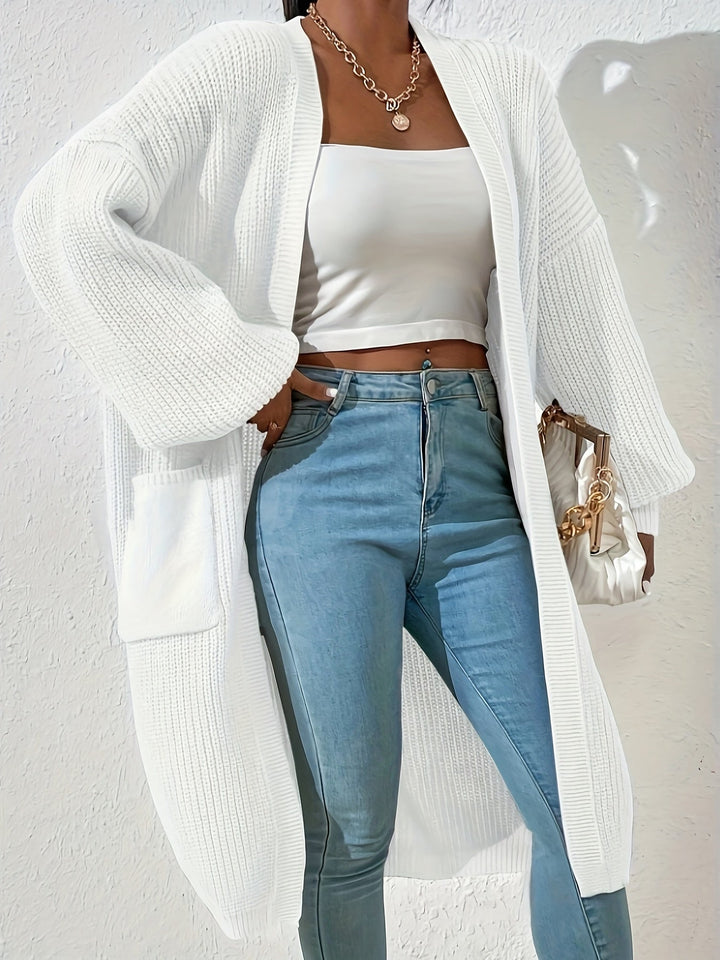 Cardigan en tricot pour femmes – coupe ouverte, long et confortable pour le quotidien et les loisirs