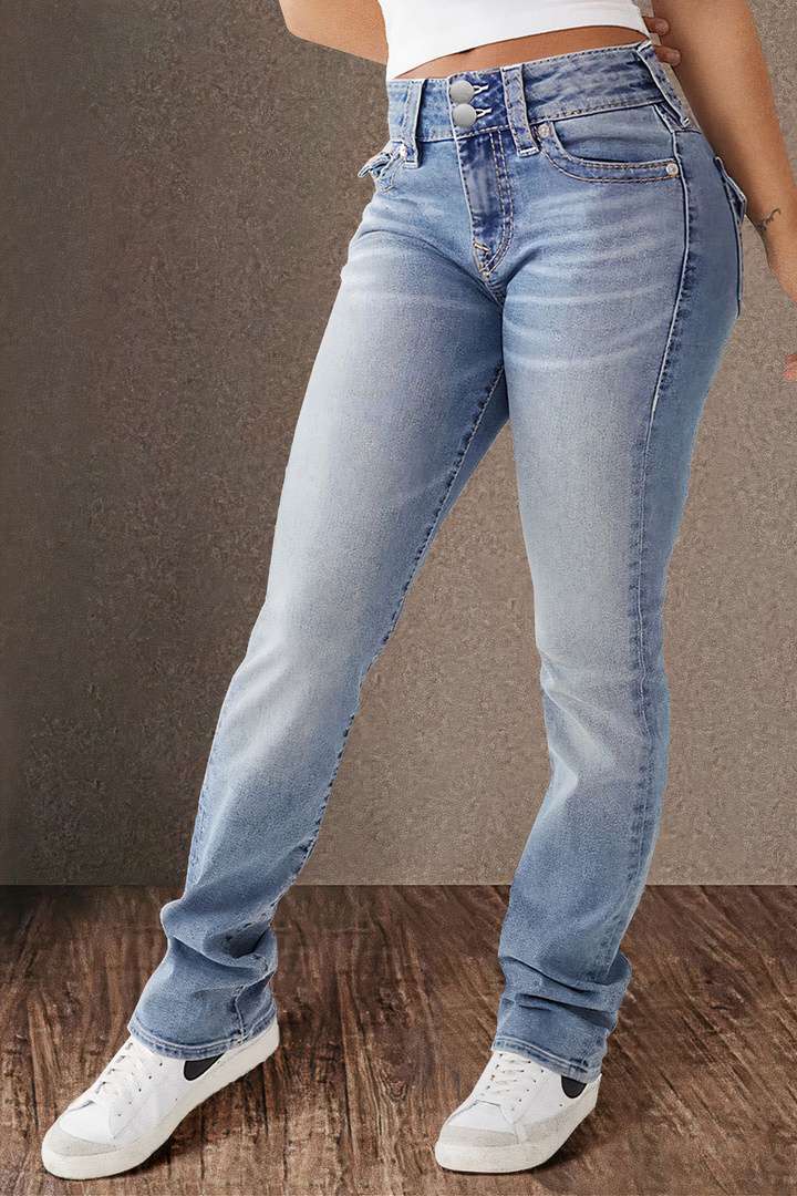 Kalyps - Jeans - Classique - Denim bleu clair, design polyvalent - adapté au quotidien pour femmes