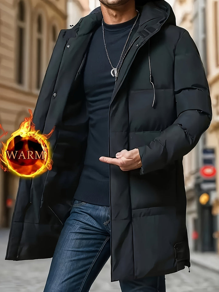 Veste d'hiver pour homme avec capuche – Veste matelassée chaude et doublée avec fermeture éclair et poches