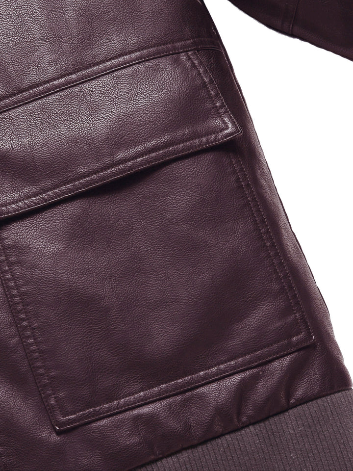Veste d'hiver chaude en polaire et cuir PU pour hommes | Parfaite pour les activités de plein air