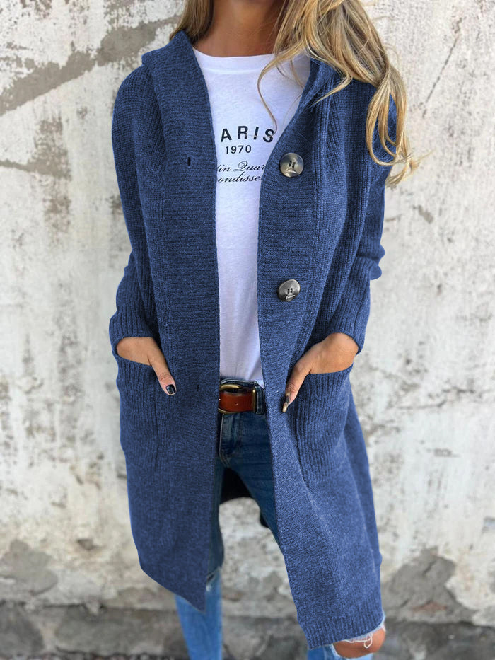 Mayme - Cardigan long en tricot avec capuche