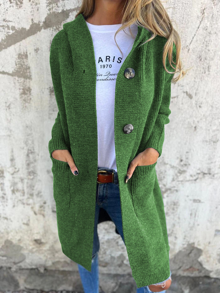 Mayme - Cardigan long en tricot avec capuche