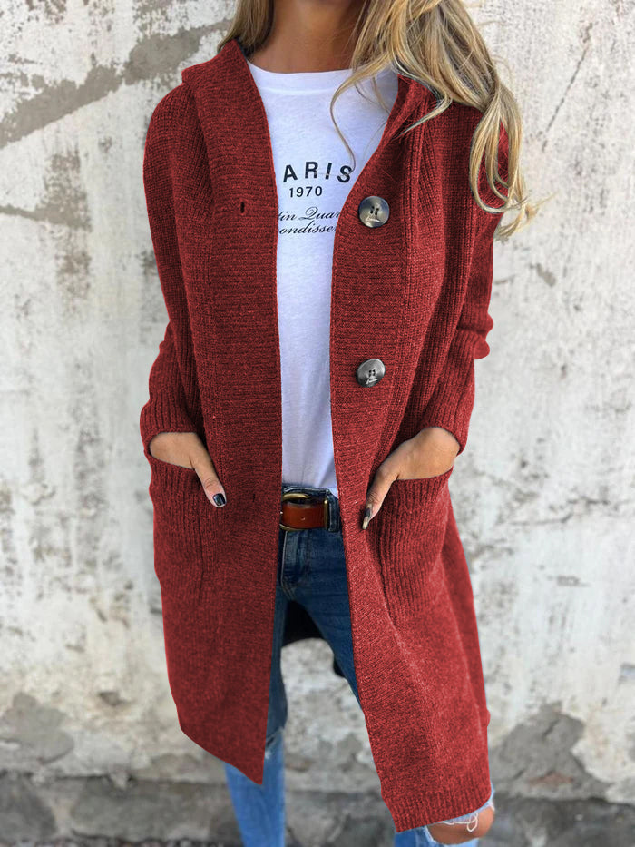 Mayme - Cardigan long en tricot avec capuche