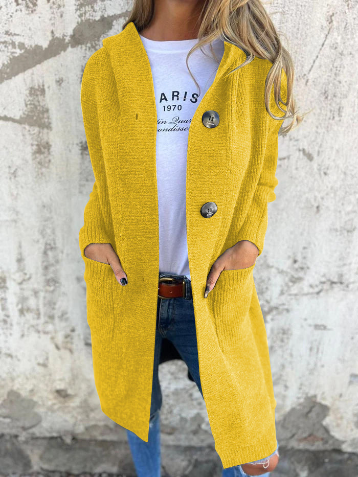 Mayme - Cardigan long en tricot avec capuche