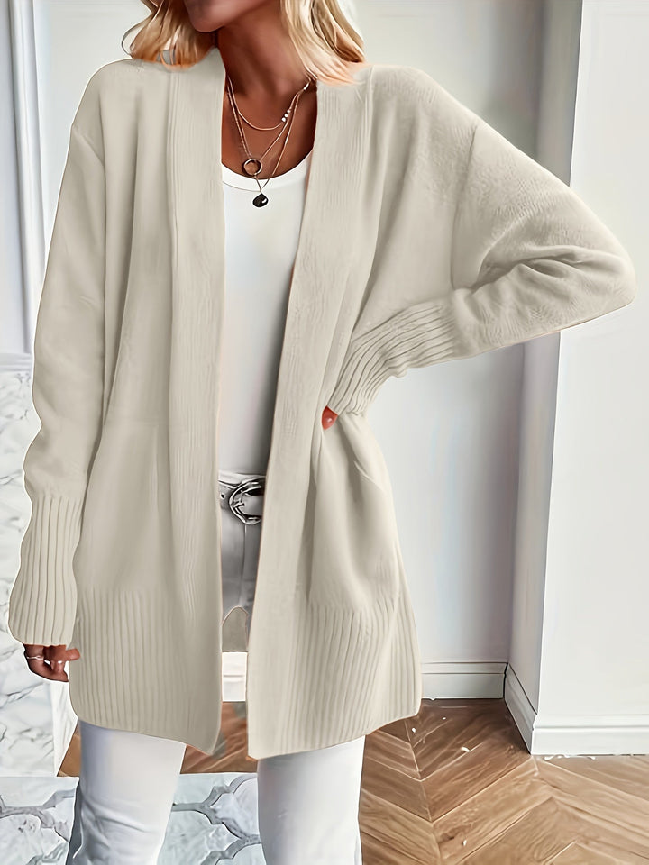 Lässiger Strickwaren-Woll-Cardigan mit Tasche für Damen | Perfekt für den Alltag