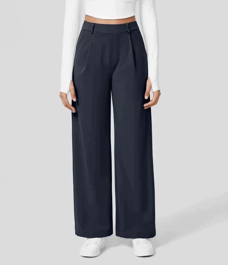 Elegante pantaloni da donna a gamba larga – vita alta, adatti per business e casual