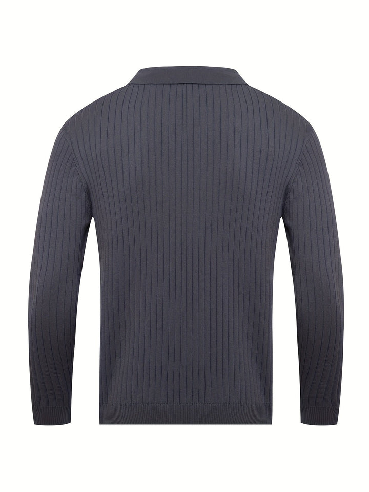 Stylisches Chic Strick-Shirt V-Ausschnitt Baumwolle Fleece Sweatshirt für Männer | Perfekt für lässige Tage