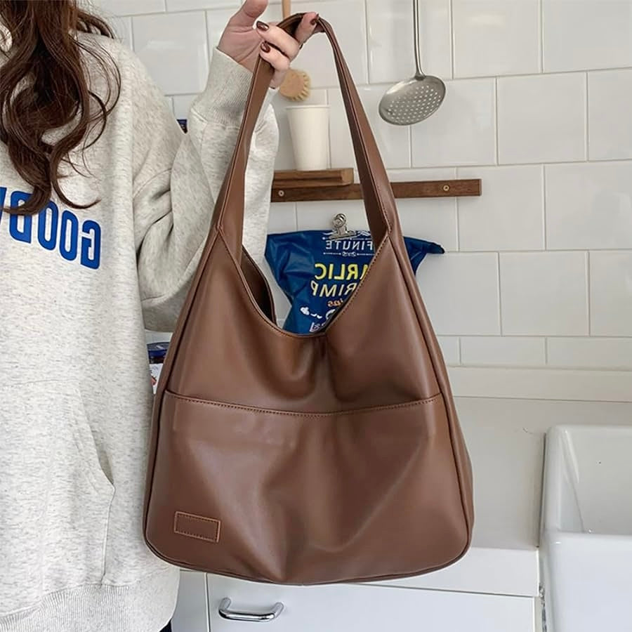 Borsa a tracolla minimalista in pelle vegana – Borsa hobo retrò per donna
