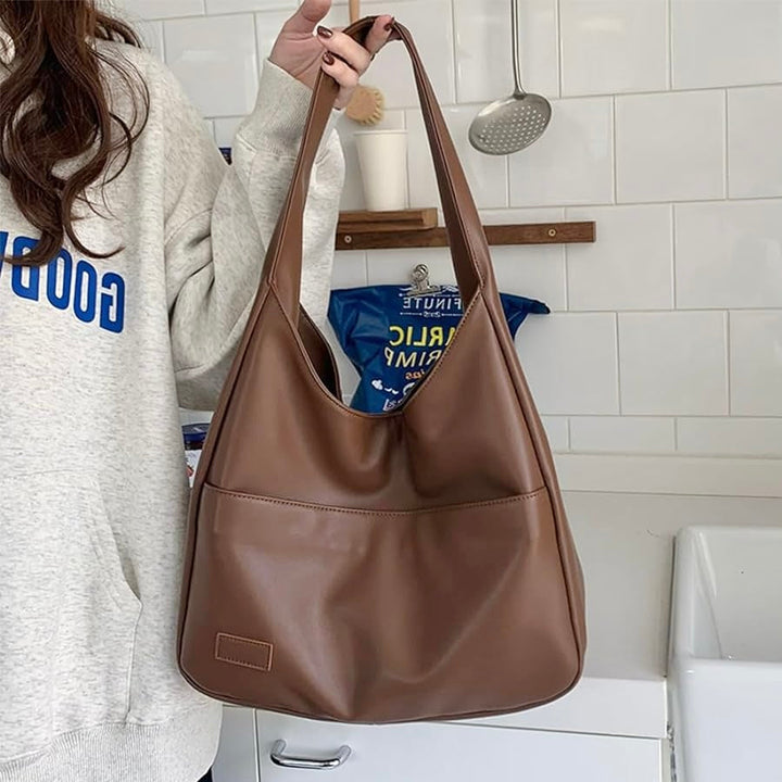 Borsa a tracolla minimalista in pelle vegana – Borsa hobo retrò per donna
