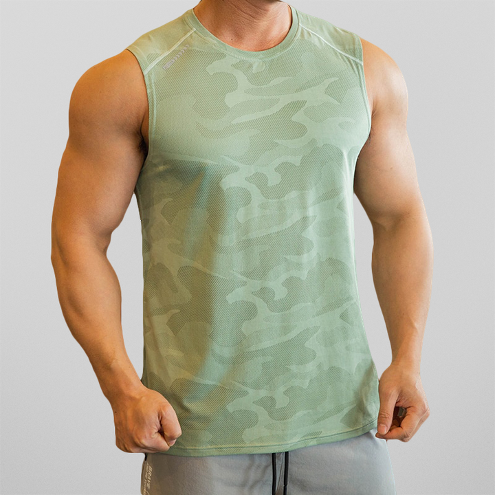 Herren Muskel-Tanktop mit Tarnmuster – Atmungsaktives Sportshirt für Gym, Training & Sommer