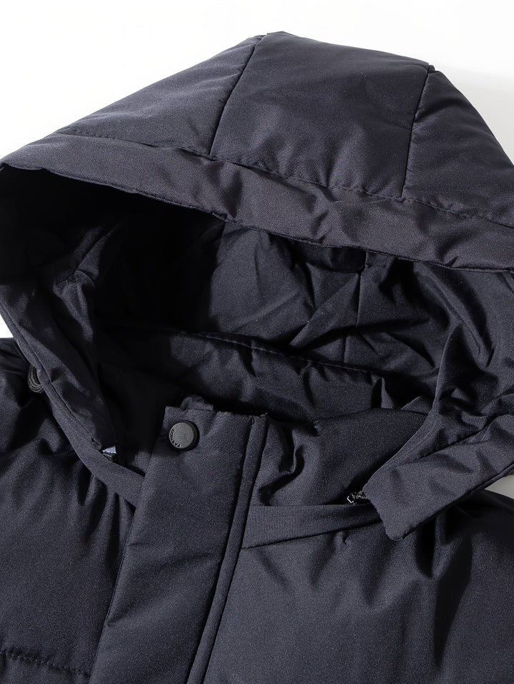 Veste d'hiver homme avec capuche – Veste matelassée chaude, coupe-vent et imperméable avec fermeture éclair et poches