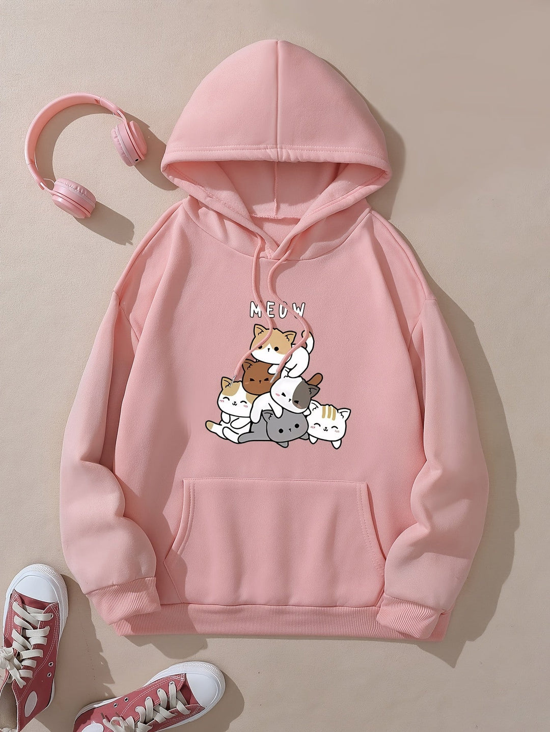 Lässiger Fleece Pullover Hoodie mit Vintage Backprint für Damen | Perfekt für Lässige Tage
