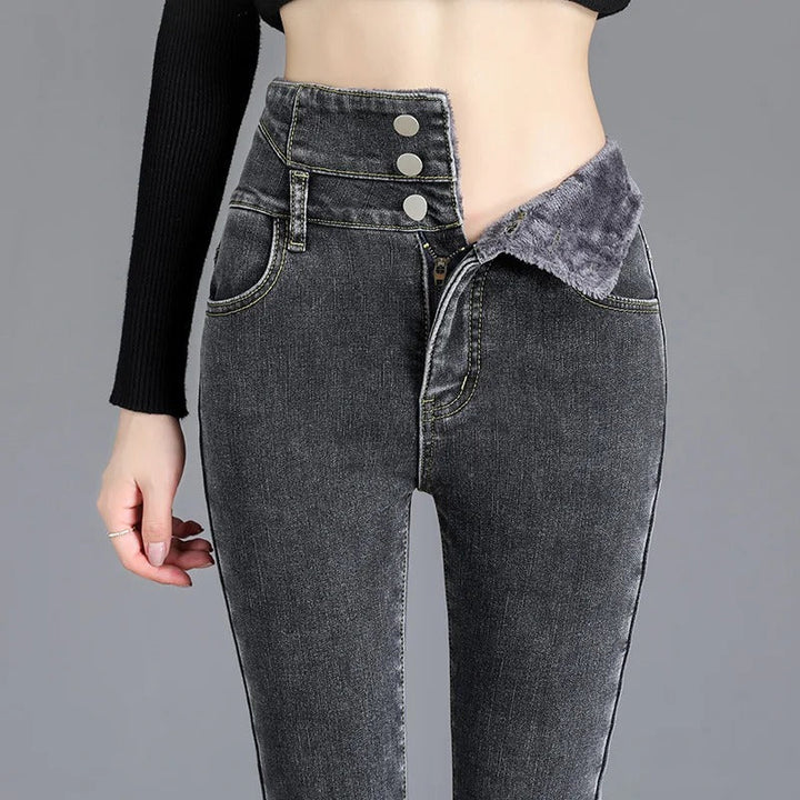 Friedrich – Jean taille haute stylée avec doublure en polaire