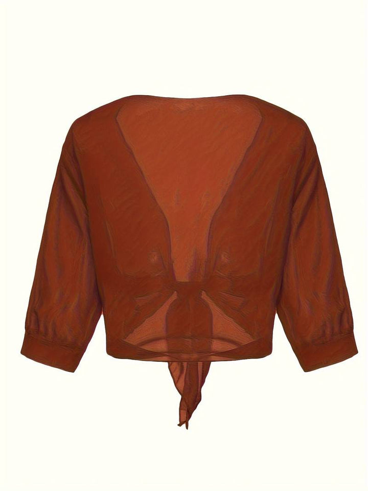 Bolero in chiffon da donna con nodo a fiocco – giacca corta trasparente per abiti da sera e outfit estivi
