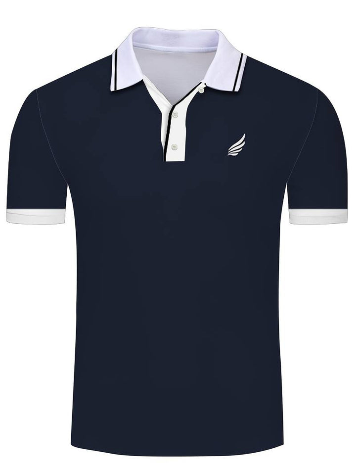 Polo homme avec col contrasté et broderie logo – Polo manches courtes pour loisirs, business casual et tenues d'été