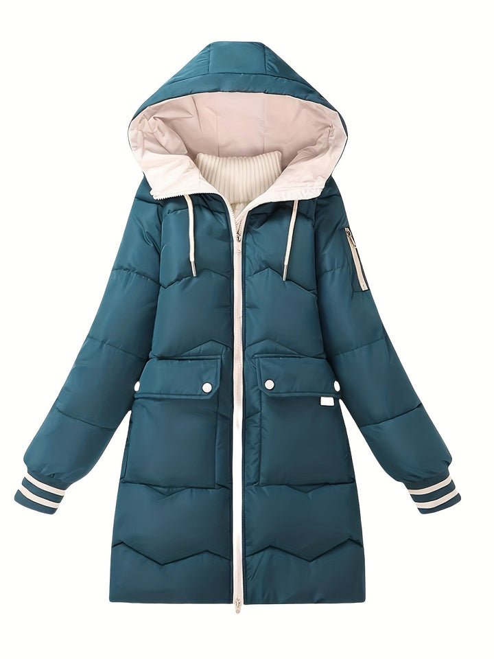 Modische warme Puffer-Winterjacke mit Kapuze für Damen | Perfekt für Winter