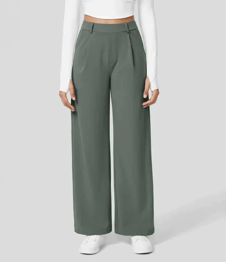 Elegante pantaloni da donna a gamba larga – vita alta, adatti per business e casual