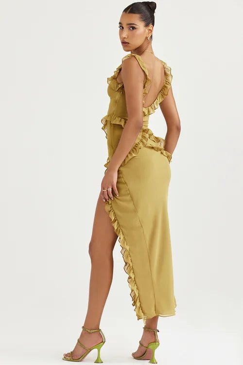 Ryloria - Robe longue - Élégante - Matière luxueuse - Idéale pour l'été pour dames