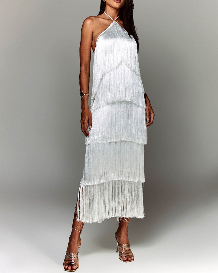Denisse - elegantes Neckholder-Kleid mit Quasten