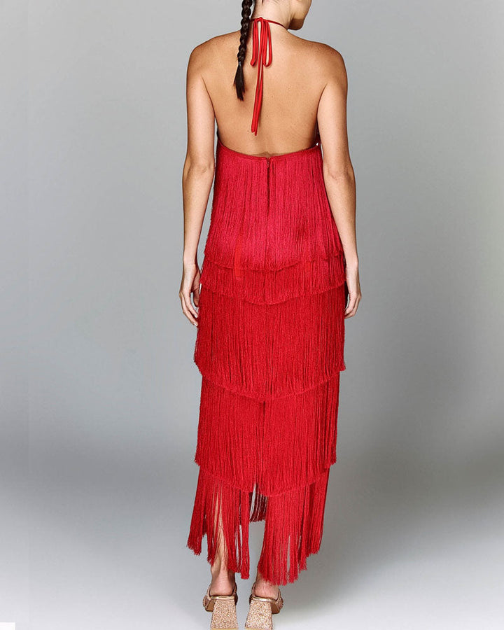 Denisse - elegantes Neckholder-Kleid mit Quasten