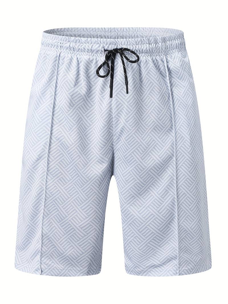 Herren Sommer Set mit Reißverschluss-Poloshirt & Shorts – Zweiteiliges Outfit mit Muster für Urlaub, Freizeit & Strand