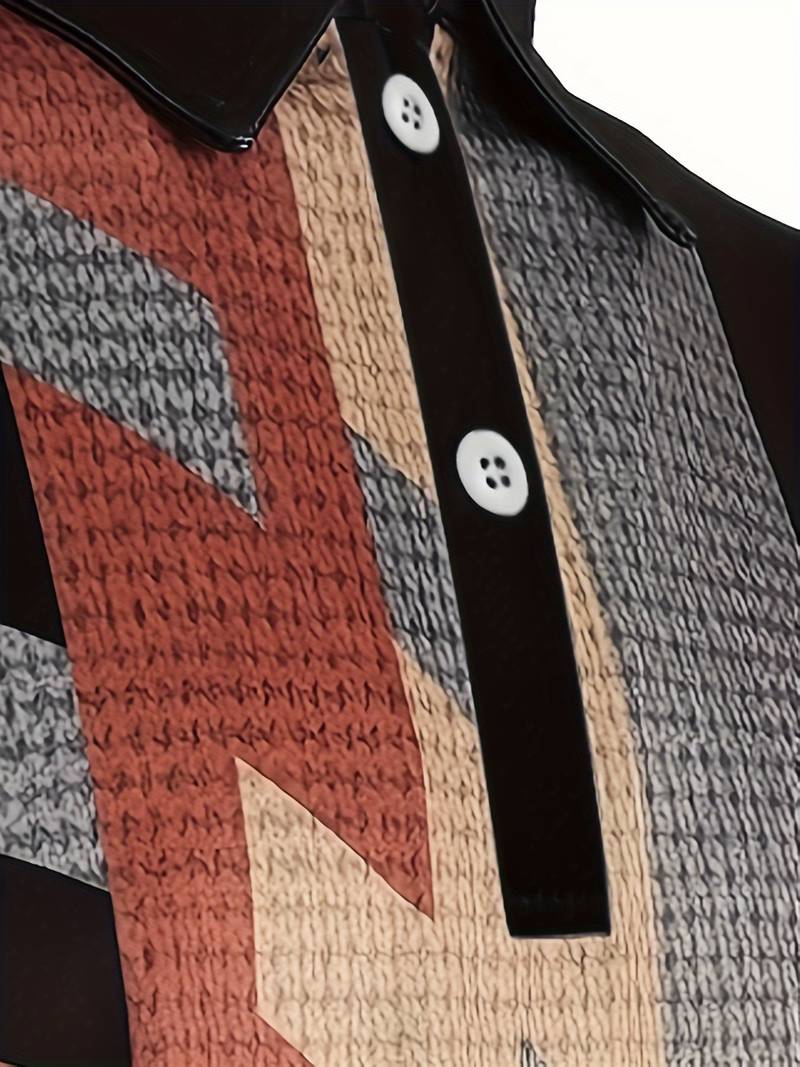 Polo homme avec motif géométrique – Chemise à manches courtes stylée avec col pour l'été, les loisirs et les looks urbains