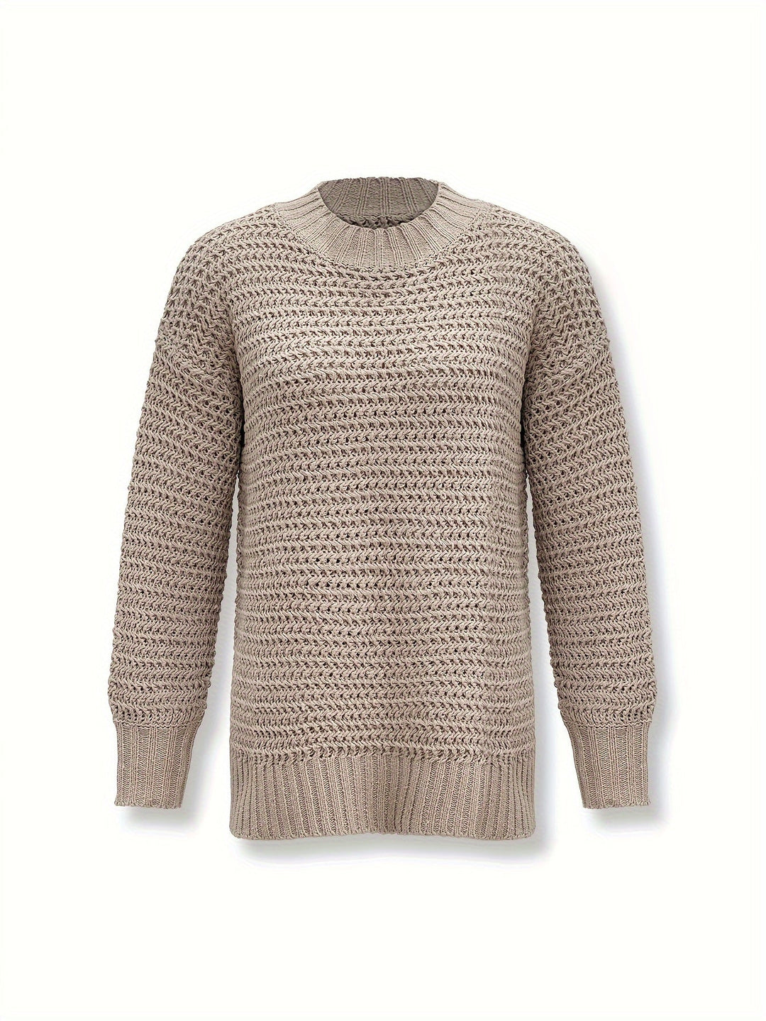 Vintage Baumwoll-Rollkragenpullover mit geteilten langen Ärmeln Pullover Damen | Perfekt für den Alltag