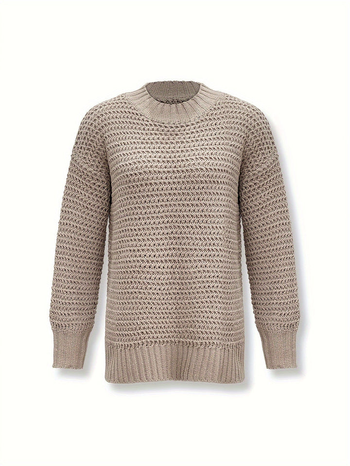 Vintage Baumwoll-Rollkragenpullover mit geteilten langen Ärmeln Pullover Damen | Perfekt für den Alltag