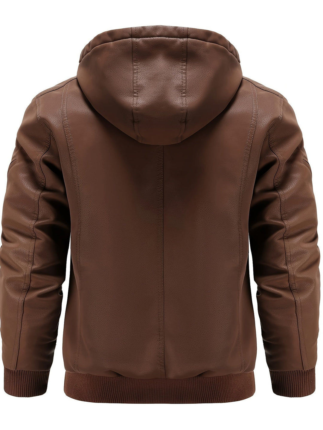 Nathanael - Wasserdichte winddichte PU Leder Winterjacke für Männer mit Kapuze