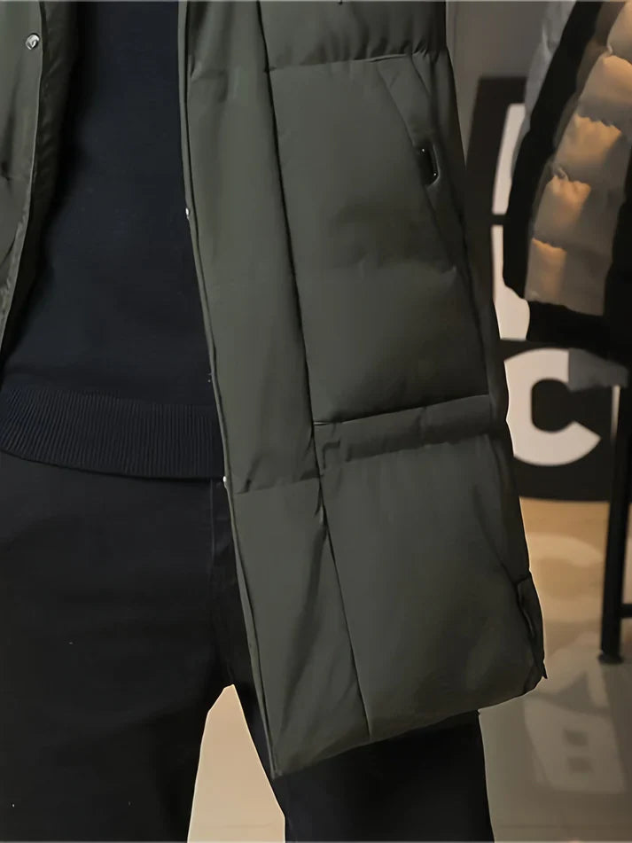 Manteau d'hiver long pour homme avec capuche – Parka coupe-vent, doublée pour les jours froids