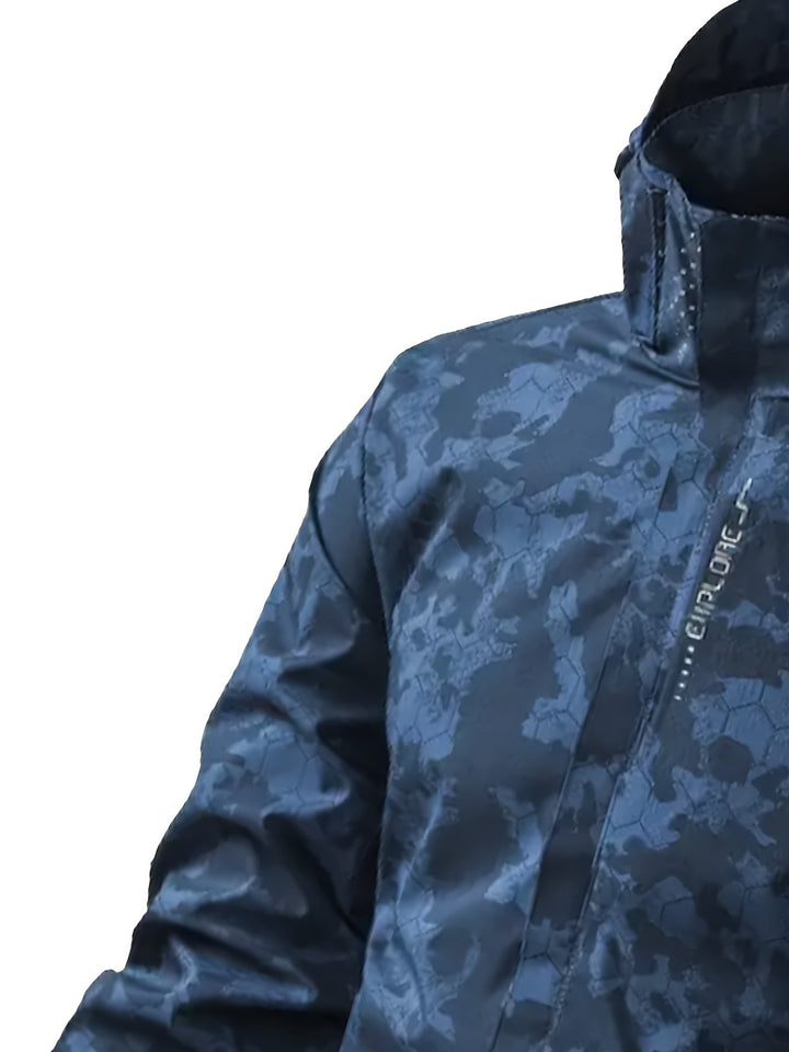 Coupe-vent à capuche motif camouflage chaud pour le printemps pour hommes | Parfait pour les activités de plein air au printemps