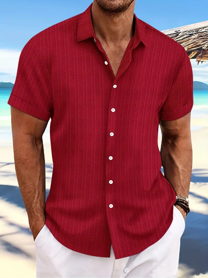 Chemise légère à manches courtes pour homme avec col – T-shirt décontracté estival style plage et vacances