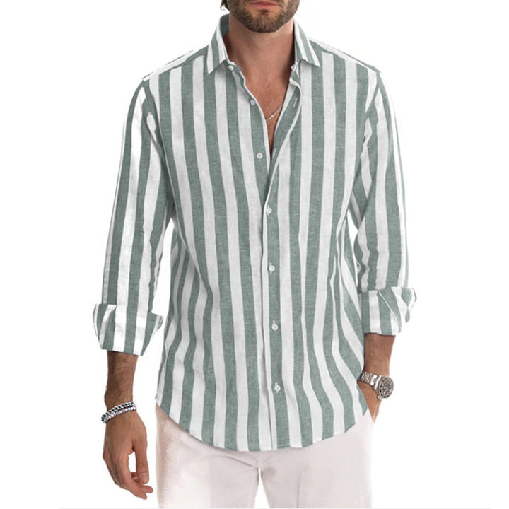 FELI Chemise élégante pour homme à rayures – Col classique, coupe décontractée, parfaite pour l'automne et le printemps